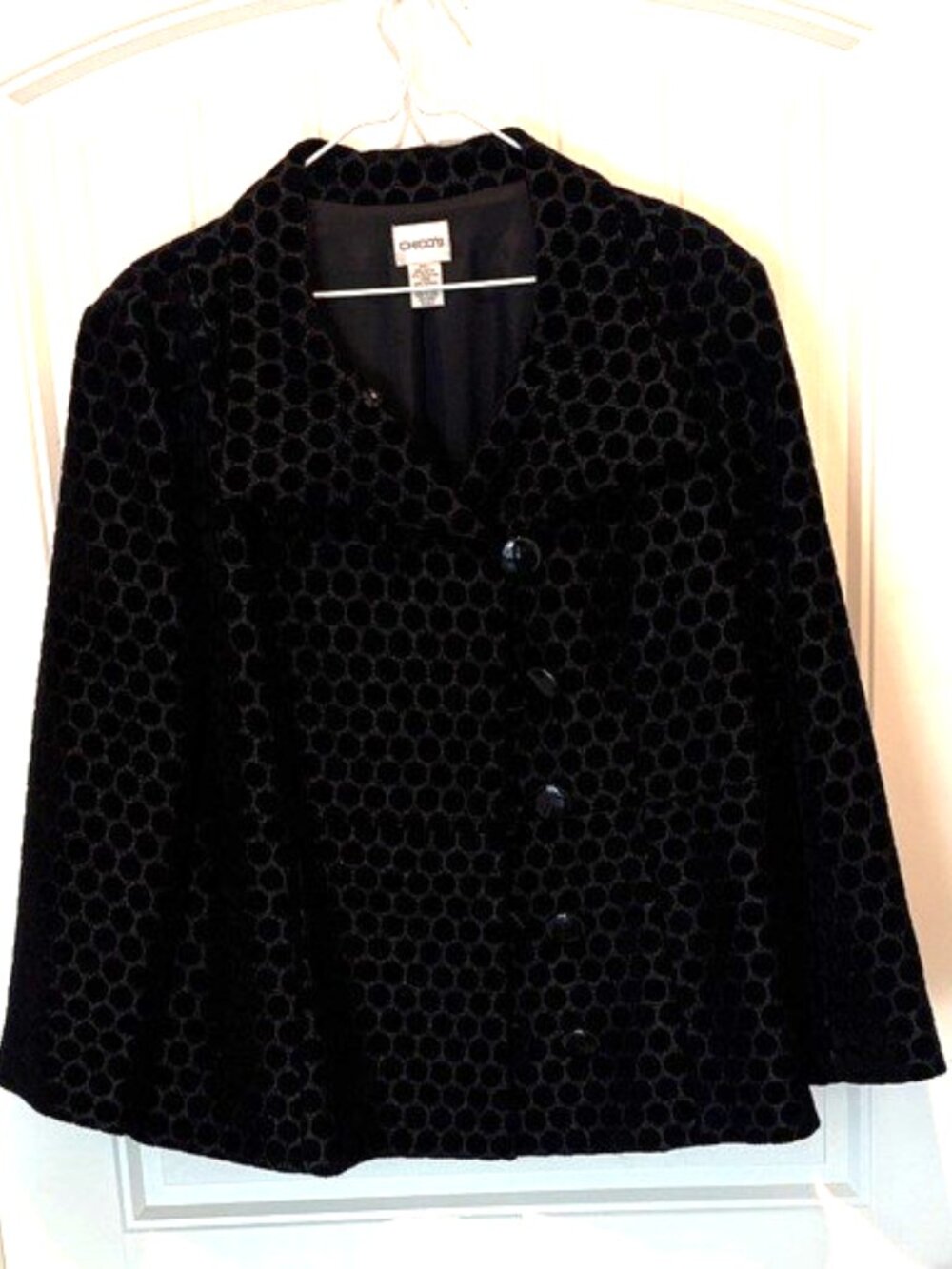 Chico's Black Velvet Dot Pattern Jacket - Women's